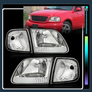 Headlights w/Corner lights LH+RH Fit For 1997 1998-2004 Ford F150 Expedition 4pc