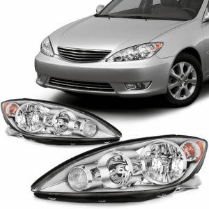 Top Gear Motors Headlight Assembly Left and Right Pair for 2005–2006 Toyota Camry Chrome Housing Clear Lens