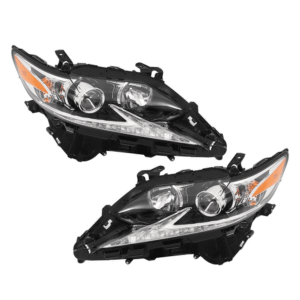 Top Gear Motors Halogen Headlight Assembly Pair with LED DRL for Lexus ES350 and ES300h 2016–2018 Direct Replacement Black Housing Clear Lens