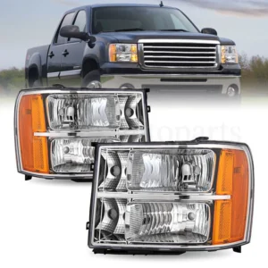 For 2007-2013 GMC Sierra 1500 2500HD 3500HD Pair Crystal Headlights Lamps