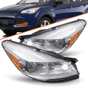 Top Gear Motors Headlights for 2013–2016 Ford Escape SUV Chrome Amber Front Left and Right Assembly Set