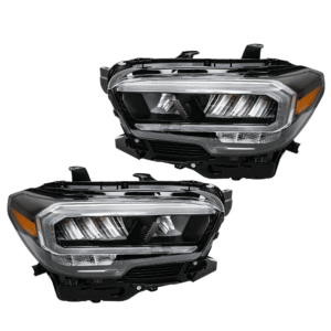 Top Gear Motors Full LED Headlight Assembly Pair for Toyota Tacoma Limited/TRD 2020–2023 with LED DRL Black Housing Chrome Lens Direct Replacement