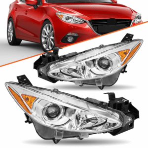 Top Gear Motors Headlight Assembly Set for 2014–2016 Mazda 3 Projector Halogen Clear Lens Left and Right
