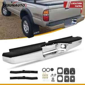 Complete Steel Chrome Rear Bumper Face Bar Fit for 1995 - 2004 Toyota Tacoma