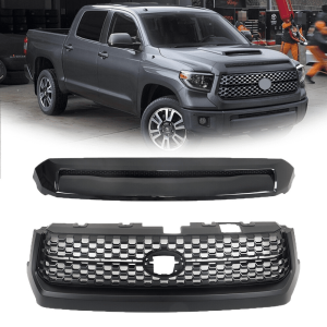 Top Gear Motors Front Grille and Hood Bulge Molding Set for Toyota Tundra 2014–2020 Black Replacement
