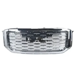 For 2015-2020 GMC Yukon Denali Style Silver Front Upper Grill Grille Chrome ABS