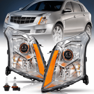 Top Gear Motors Chrome Halogen Headlights for Cadillac SRX 2010–2016 Left and Right Headlamp Assembly Pair with Bulbs