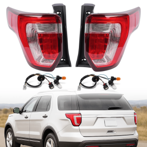 Top Gear Motors LED Tail Lights Pair Driver and Passenger Side for Ford Explorer 2016-2019 with Bulbs