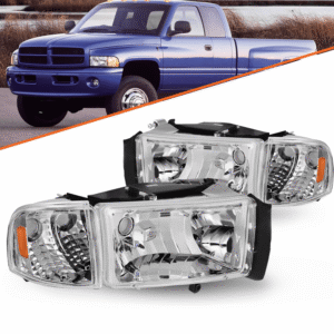 Top Gear Motors Headlights for Dodge Ram 1500 2500 3500 1994–2002 Chrome Housing Pair Left & Right Headlamp Assembly