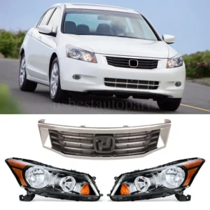 Headlights Headlamps Bumper Gille Grill Kit For Honda Accord 2008 2009 2010-12