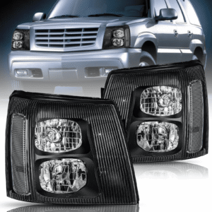 Top Gear Motors Black HID Headlights for Cadillac Escalade 2003–2006 Left and Right Headlamp Assembly Pair with Bulbs