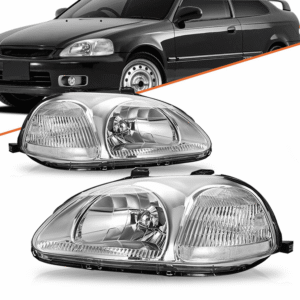Top Gear Motors Headlights for Honda Civic 1996–1998 EK EJ Chrome Housing Clear Lens Headlamp Assembly Pair