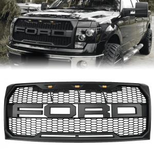 Top Gear Motors Raptor Style Front Bumper Grill for Ford F150 2009-2014, Black, ABS Plastic