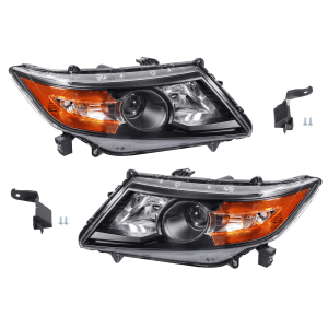 Top Gear Motors Headlight Assembly Set for Honda Odyssey 2011–2017 Halogen Black Housing with Amber Corner Left and Right Replacement