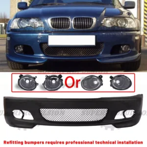 M-Tech II Style Front Bumper W/ fog light Fit 00-06 BMW E46 3-Series 2dr Coupe
