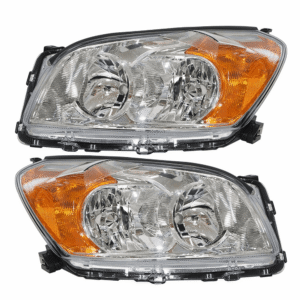 Top Gear Motors Left and Right Headlight Assembly Set for Toyota RAV4 Sport 2009–2012 Halogen Chrome Housing Replacement